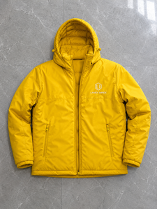 Chaqueta Acolchada con Capucha para Hombre, Color Amarillo Sólido, Impermeable, Resistente al Viento, Aislante para Invierno, Abrigo Térmico para Exteriores, con Cierre Completo, OEM ODM - Product Image 6