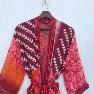 Mezcla de seda Poly Silk Kimono Jacket Cardigan Jacket Vintage Kimono - Product Image 2