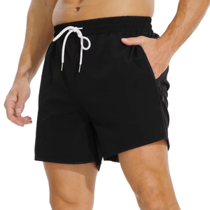 Shorts de Baño para Hombre OEM, de Color Sólido, Secado Rápido, con Bolsillos con Cordón, Estilo Deportivo Casual, Cintura Media, Cortos, Tejido de Poliéster/Algodón - Product Image 5