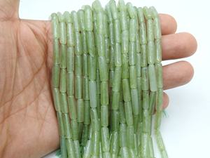 Perles en tube d'aventurine verte, brin de 13 pouces (14x4 à 16x5 mm), certifiées par un tiers pour la fabrication de bijoux - Product Image 4