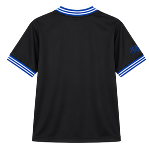 Camiseta de Jersey Zeta Phi Beta para Mujer, Negra y Azul Rey, con Escritura en Twill, Cuello en V, Ribete a Rayas, Manga Corta, Talla Grande, para Sororidad - Product Image 4