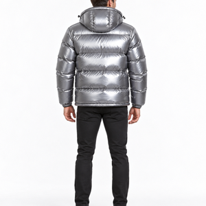 Chaquetas de hombre para invierno, a la moda, elegantes, brillantes, con diseño personalizado, con capucha, ropa exterior para hombre, chaqueta acolchada con plumas, con cierre de cremallera. - Product Image 2