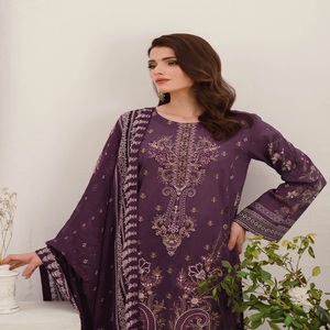 Mashaal-10 femme trois pièces Salwar Kameez costume Ramsha Vol conçu pelouse brodée pakistanaise Panjabi robe indienne pakistanaise - Product Image 6