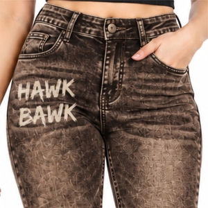 Jean en denim stretch délavé pour femme, coupe slim, aspect délavé, taille confortable, jean décontracté pleine longueur - Product Image 4