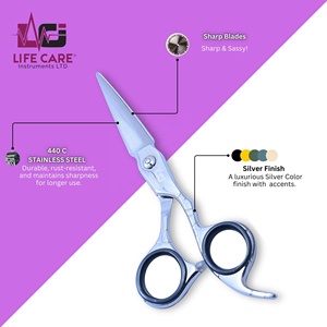 Juego de tijeras profesionales para el cabello, tornillo ajustable, cizalla de adelgazamiento, mango ergonómico, diseño de hoja de acero inoxidable para mayor comodidad - Product Image 4