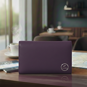 ClaraHan Cartera de viaje delgada de cuero azul marino para pasaporte y monedero multimoneda - Product Image 4