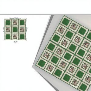 Carreaux de parking en porcelaine de 12 mm d'épaisseur, 40x40 cm - Design galets et herbe, pour extérieur, terrasse de voiture, fabriqués en Inde - Product Image 1