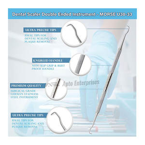 Instrumento Dental Manual de Acero Inoxidable de Doble Punta U30/33, Raspador Periodontal Anterior y Posterior Tipo Espada de Mordeón - Product Image 2