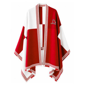 Delta | Sigma | Theta Sorority Women’s White & <b>Red</b> Cape Shawl Cardigan Casual Striped Open Front Cape Shawl Daily Wear <b>Scarf</b> - Product Image 2