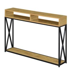 Industrial Style Foldable Iron Console <b>Table</b> with Stone Rock Slab Edge for Compact Home and Office Furniture - Product Image 6