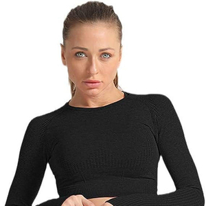 Conjunto Deportivo de 2 Piezas para Mujer, Cintura Alta, Cuello Redondo, Top Sin Mangas, Leggings Largos, Poliéster/Algodón, Sin Costuras, Elástico - Product Image 2