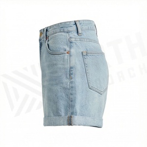 Shorts en jean taille mi-haute très extensibles pour femme, grandes tailles, décontractés, tendance, effet délavé, styles estivaux, streetwear branché - Product Image 3