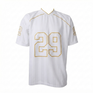 Maillot de football américain blanc et or personnalisé, brodé, vente en gros, pour hommes, manches courtes, vêtements de sport, uniforme d'équipe, impression vierge - Product Image 1
