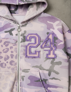 Sweat à capuche zippé unisexe pour jeunes, style décontracté, avec broderies et patchs, en molleton 100% coton écologique, couleurs camouflage personnalisées, coupe classique, hiver - Product Image 4