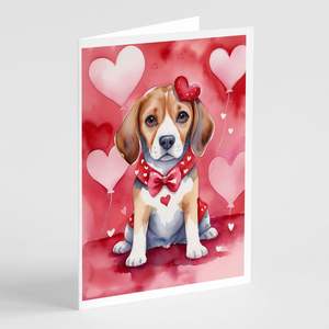 Whimsical A7 Size 5x7 Beagle My Valentine Blank <b>Note</b> <b>Cards</b> Pack of 8 with Envelopes for <b>Greetings</b> - Product Image 1