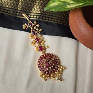 Peacock Maang Tikka Alloy with Gold Plating Oxidized Polish Casual Earrings - Product Image 1