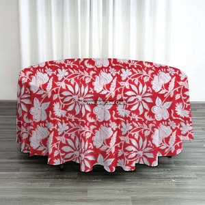 New Beautiful Floral Design Hand Block Printed <b>Table</b> Cloth <b>Round</b> Hand Block Printed Pattern Outdoor Parties Banquets Wholesale - Product Image 2