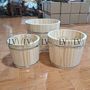 Bañera de madera de alta calidad para pies, cubo redondo de madera con asa para spa en casa, de fábrica en Vietnam - Product Image 6