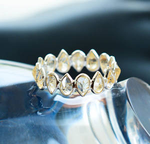 Anillo de eternidad de cuarzo rutilado dorado natural de lujo premium, engastado en plata de ley 925 - Product Image 3