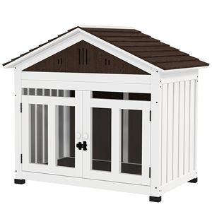 Cuccia per Cani in Legno Massiccio Rettangolare da 40 Pollici per Cani Piccoli, Medi e Grandi, da Interno ed Esterno con Prese d'Aria e Pavimento Rialzato Rimovibile - Product Image 1