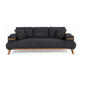 Sofá de Tela Moderno de Lujo de 3 Plazas, Madera de Teca Sólida, Muebles para Sala de Estar, Apartamento, Hotel, Villa - Product Image 1
