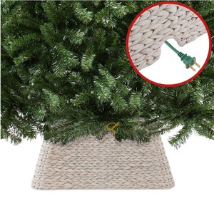 Whitewashed Square Water Hyacinth Christmas Tree Collar 2-Piece <b>Split</b> Xmas Tree Base Ring Holiday Decor Wholesale - Product Image 3