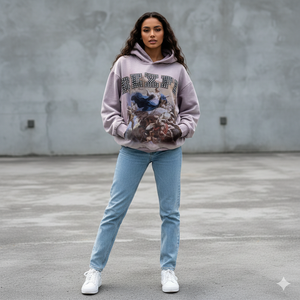 Sudadera con Capucha Rexfit Sports con Logotipo Personalizado, Estilo Vintage Lavado al Ácido, Sudadera de Alta Calidad con Pedrería y Bolsillos - Product Image 2