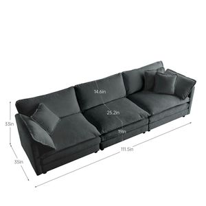 Set di Divani Componibili Moderni a 2 Pezzi Imbottiti per Soggiorno e Appartamento con Seduta Profonda - Product Image 4