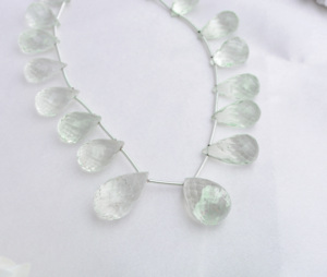 หยดน้ำอะเมทิสต์สีเขียวเจียระไน 17 เม็ด อัญมณีธรรมชาติสำหรับทำเครื่องประดับชั้นดี - Product Image 3