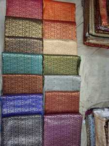 Brocade <b>Fabric</b> 58/60 Inch Width Abstract Geometric Pattern Metallic Jacquard Woven 100% Polyester for Women's Apparel <b>Sari</b> - Product Image 5