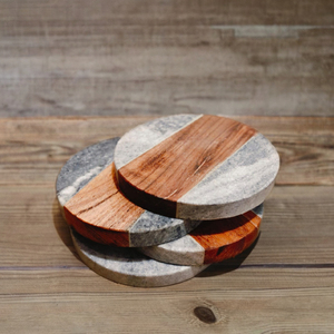 Handcrafted Wooden & Marble <b>Coaster</b> Set – Luxury <b>Drink</b> <b>Coasters</b> for Gifting, Home Décor, Hotel & Restaurant Use (Set of 4) - Product Image 2