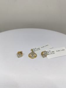 Juego de pendientes y colgantes de diamantes de oro blanco y rosa impresionantes y elegantes de alta calidad con diamantes de piedras coloridas - Product Image 2