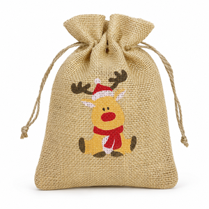 Pochette cadeau en jute naturelle avec cordon de serrage 13x18 cm, impression de logo personnalisé, petit sac d'emballage, vente en gros, marque privée, fourniture OEM - Product Image 4