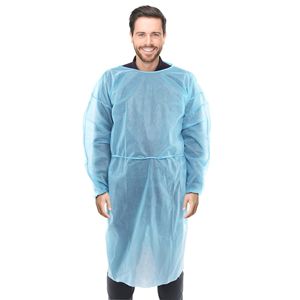 Abiti usa e getta X-Large blu 45 Pack 120 Pack 30 GSM in polipropilene abito isolante maniche lunghe cravatte in vita abbigliamento di sicurezza - Product Image 1