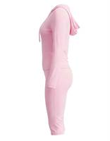Ensemble décontracté rose pour femme : sweat à capuche zippé, haut court à manches longues coupe ajustée et leggings taille haute – Tenue deux pièces pour le quotidien et les activités sportives