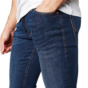 Jean droit décontracté pour homme en denim de coton et élasthanne respirant de haute qualité, coupe droite, bleu clair, avec logo personnalisé, style streetwear - Product Image 4