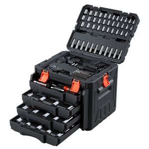 Set di Attrezzi per Riparazione Auto da 256 Pezzi, Kit Meccanico con Chiavi a Bussola SAE e Metriche da 1/4, 3/8, 1/2 Pollici, Cacciaviti - Product Image 1