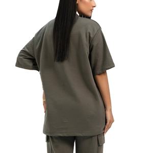 Camiseta de Manga Corta con Cuello Redondo Extra Grande para Mujer, Color Sólido, Corte Holgado, 100% Algodón Jersey, Tejido de Punto, para Todas las Temporadas - Product Image 6