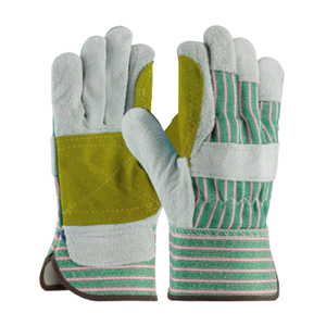 Gants de travail industriels en cuir robuste renforcé avec doublure en coton flexible, couleur jaune fluorescent, pour monteurs canadiens - Product Image 5