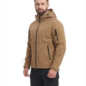 Men's <b>Waterproof</b> Windproof Softshell Bomber <b>Jacket</b> with Zipper Closure <b>Long</b> Length Hoodie for Winter Outdoor Hiking - Product Image 3