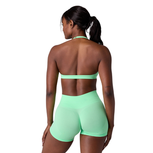 Soutien-gorge de sport pour femme à col halter, design sans couture, idéal pour le yoga, l'entraînement, la gym, extensible, confortable, haut de gamme moderne pour le sport - Product Image 4