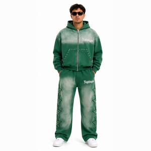 Conjunto de Joggers OEM Streetwear con Estampado Puff, Lavado Ácido, Estilo Baggy Oversize de Pierna Ancha - Product Image 1