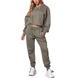 Sweat-shirt de jogging à capuche surdimensionné brodé ODM personnalisé lourd pantalon vintage à épaules tombantes 2 pièces sweat-shirt pantalon de survêtement blanc - Product Image 1