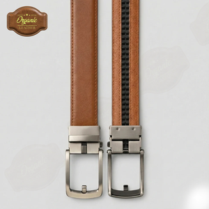 Cinturón de Cuero Clásico para Hombre – Cuero Genuino Negro y Marrón con Hebilla Automática de Aleación - Product Image 4