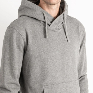 Sweat-shirt à capuche en molleton de coton gris pour homme, coupe classique, couleur unie, avec poches, vêtement d'hiver, service OEM, écologique - Product Image 4