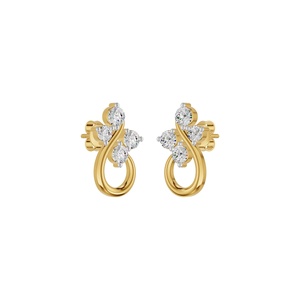Boucles d'oreilles clous en diamant de laboratoire couleur or, motif feuille marquise incurvée, pour mariage, fête, cadeau - Product Image 3