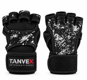 TANVEX INTERNATIONAL PU Half <b>Finger</b> Gym Gloves Mesh Breathable Non-Slip Adjustable Wrist <b>Strap</b> Unisex Fitness Training Glove - Product Image 3