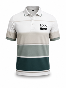 Camiseta de Golf para Hombre, Sólida, de Manga Corta, Tejida, Transpirable, con Bloques de Color, Logotipo Frontal Personalizado, Diseño Bordado, 100% Algodón - Product Image 1
