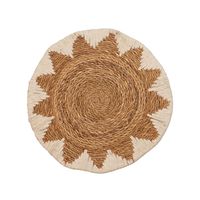 Ensemble de 8 décorations murales bohèmes en jute faites à la main, médaillons tressés dorés naturels, art mural tissé