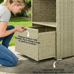 Portasciugamani da piscina con armadietto e ripiano per organizzare il tuo spazio esterno - Product Image 4